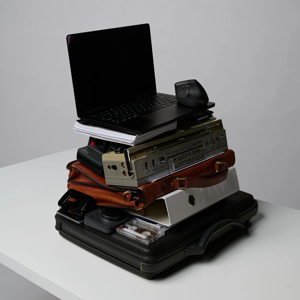 Stack of all items in workspace — representing the build phase.